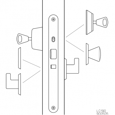 LC190 OneFit Abloy цилиндровый врезной замок  для деревянных и металлических дверей с автоматическим запиранием защелки. 