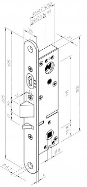 LC302 Abloy цилиндровый врезной механический замок для входных узкопрофильных дверей коммерческих помещений с автоматическим запиранием