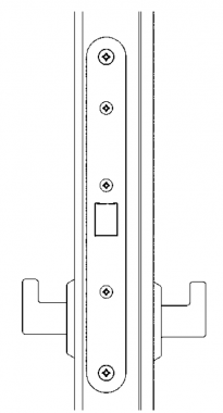 LC303 Abloy врезная защелка для узкопрофильных дверей, предназначен для использования только с нажимными ручками.