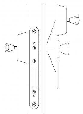 LC307 Abloy механический врезной замок yповышенной надежности (соответствует 5 классу взломостойкости по европейскому стандарту EN12209) с крюкообразным ригелем для узкопрофильных дверей.
