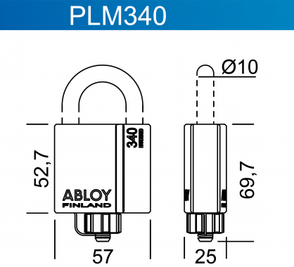 ВСЕПОГОДНЫЙ Навесной замок  с защитой дужки и цилиндра PLM340 Abloy
