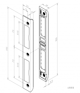 Запорная планка для внутренних дверей с фальцем деревянная рама 4669 Abloy