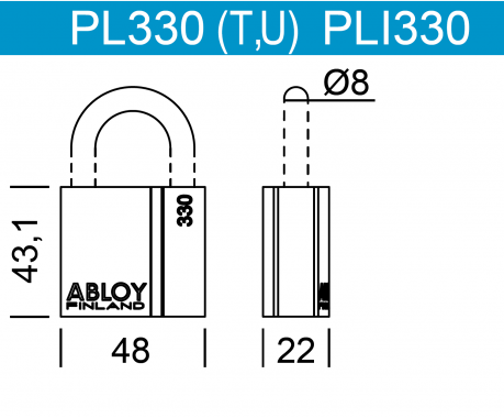 ВСЕПОГОДНЫЙ Навесной замок  с защитой дужки PLI330 Abloy
